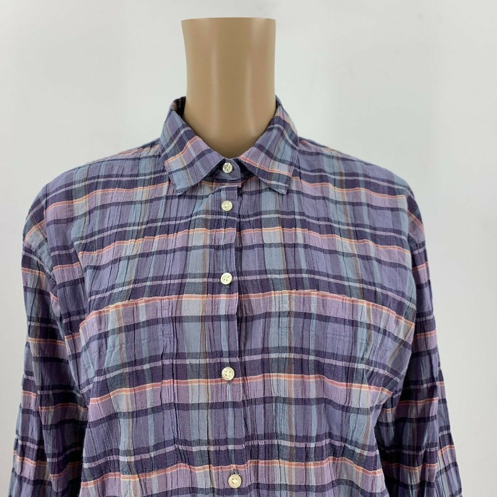 Madewell Plaid Shrunken Trapeze Shirt Gauze Tunic - Picture 6 of 8